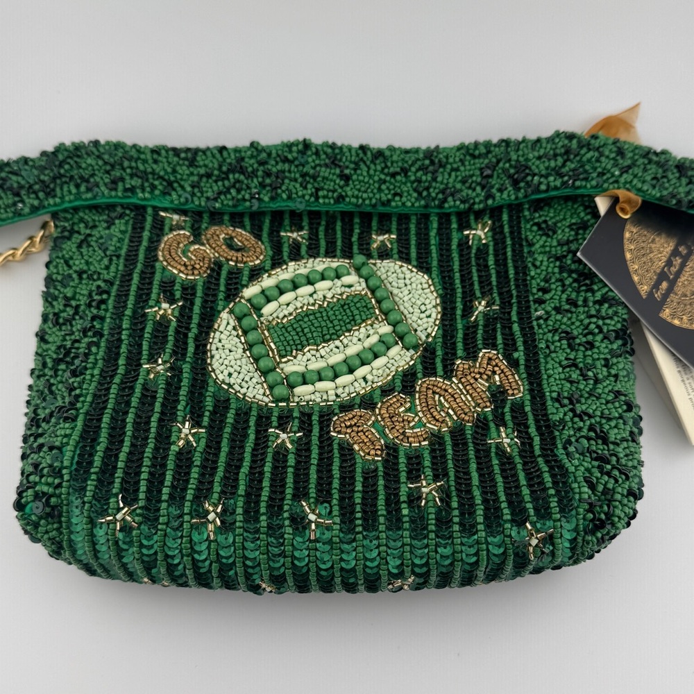 Viral TikTok Beaded Bag Green Go Team with Gold Accents New with Tags TJ Maxx